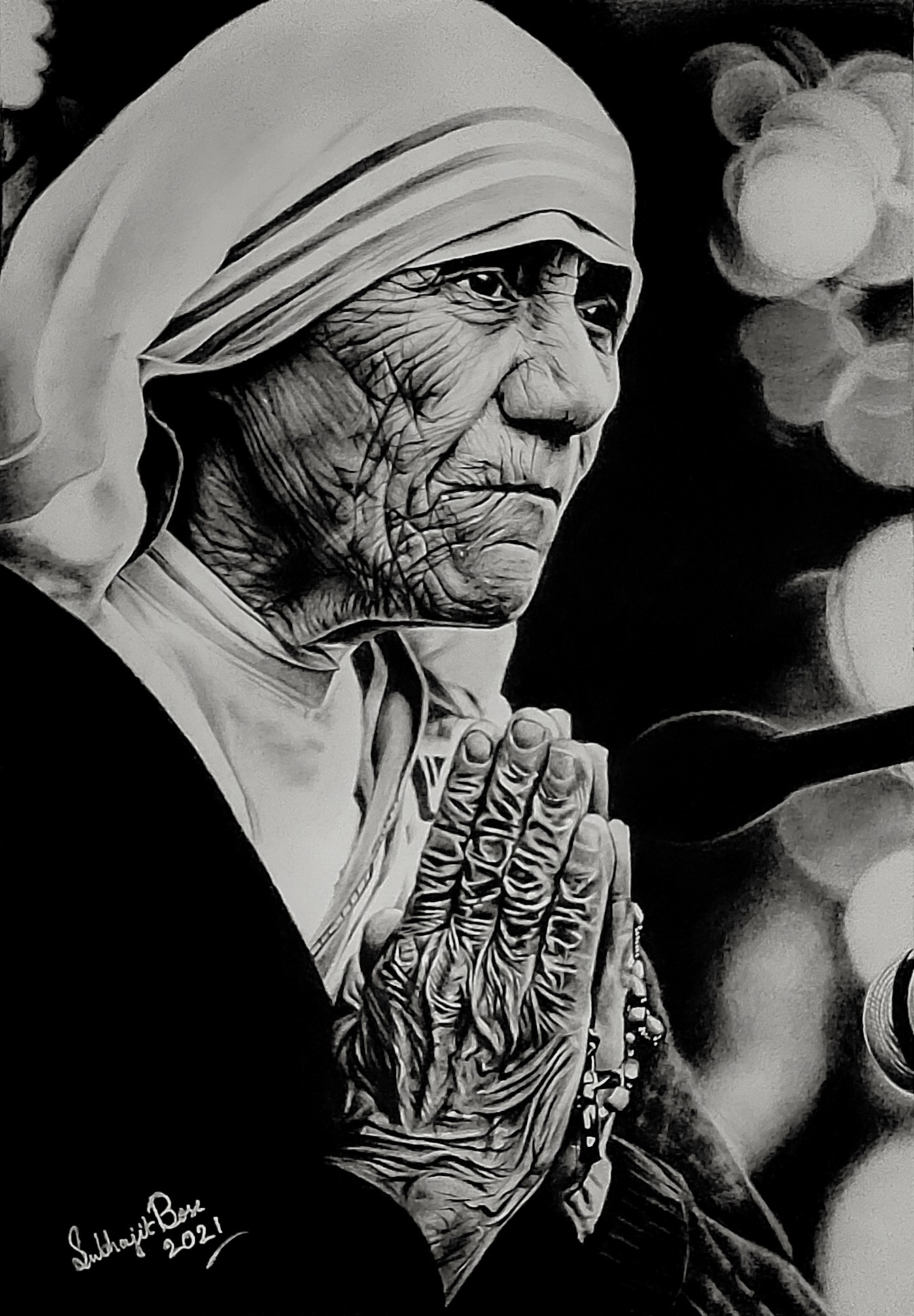 Mother Teresa Pencil Drawing | Chairish-saigonsouth.com.vn