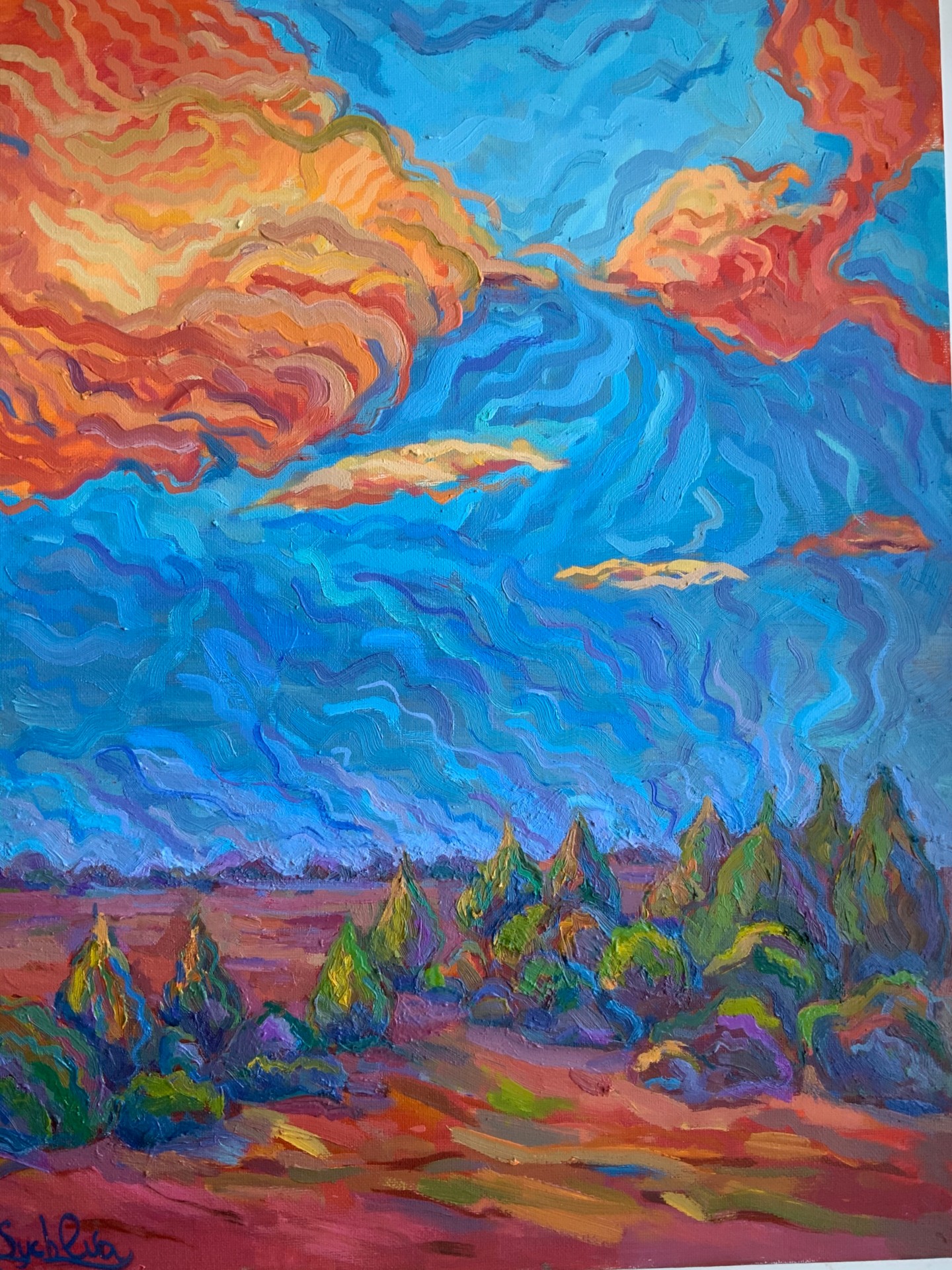 Landscape oil painting Nature painting Oil on canvas art Abs Painting by  Anastasia Sycheva | Artmajeur