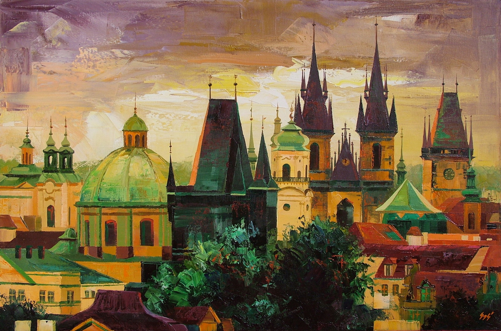 Prague, Painting by Eva Szakacs Artmajeur