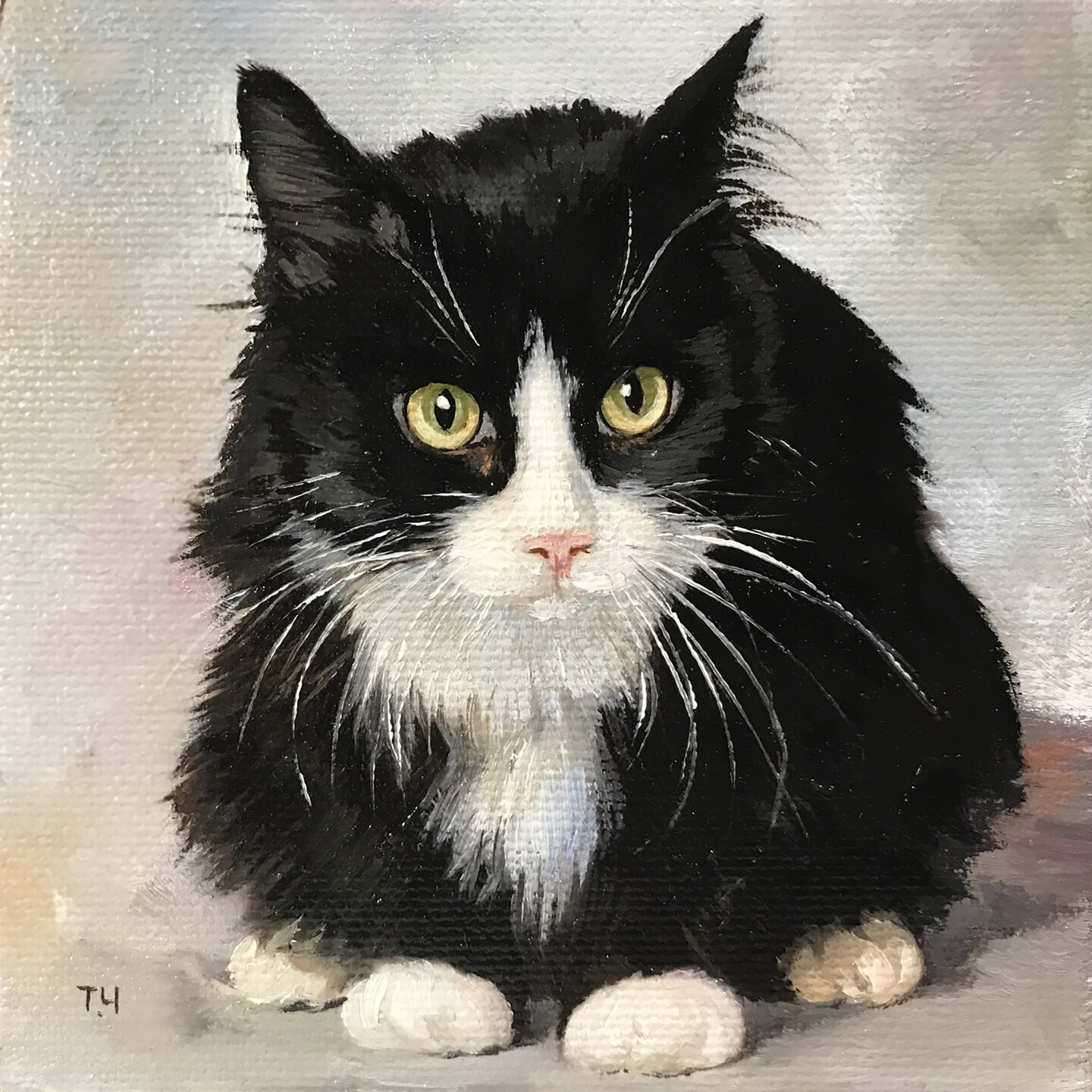 Miniature "Black And White Kitten", Peinture par Tatjana Cechun Artmajeur