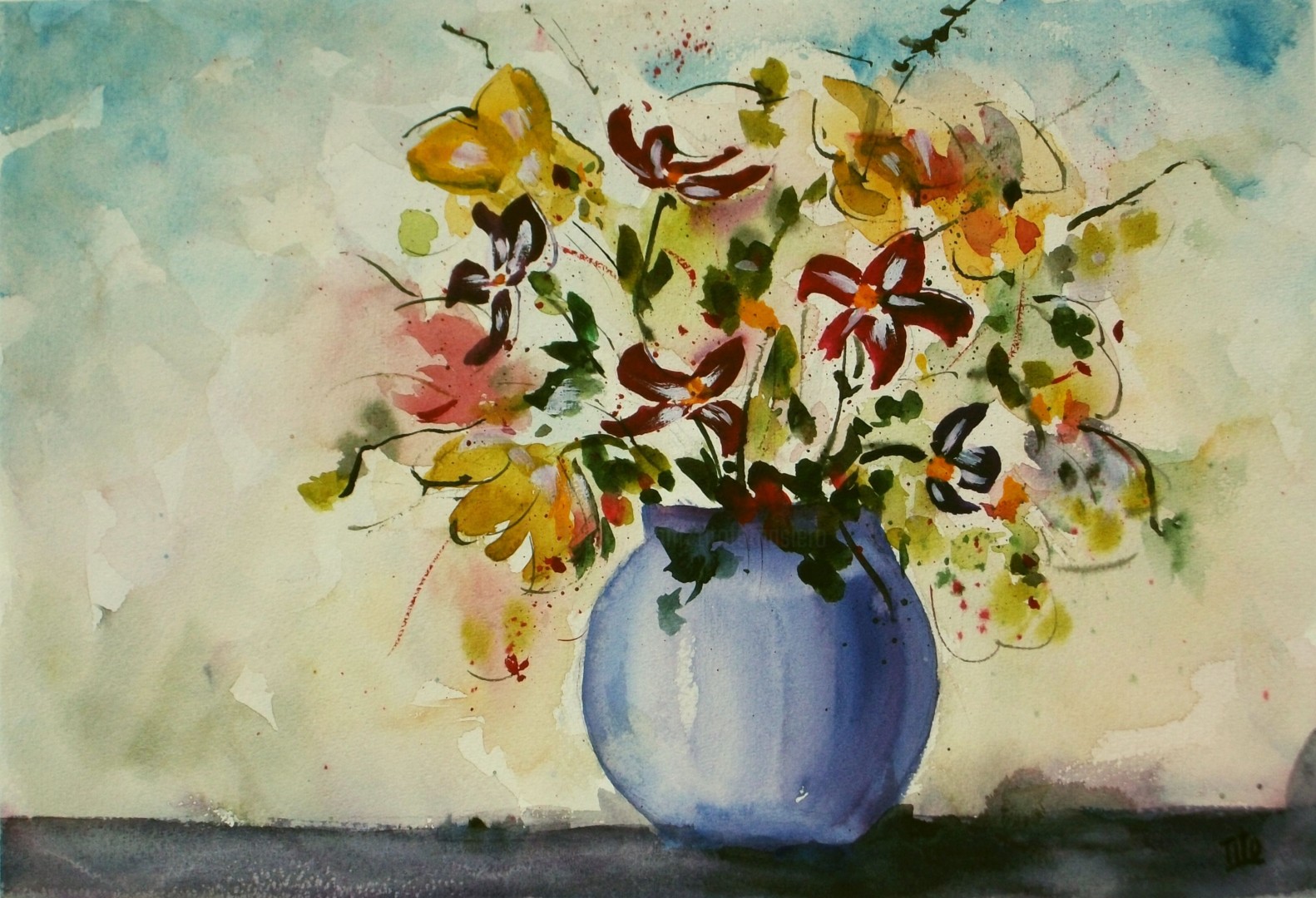 Disegno Di Un Vaso Di Fiori Vaso di fiori Pittura da Tito Fornasiero | Artmajeur