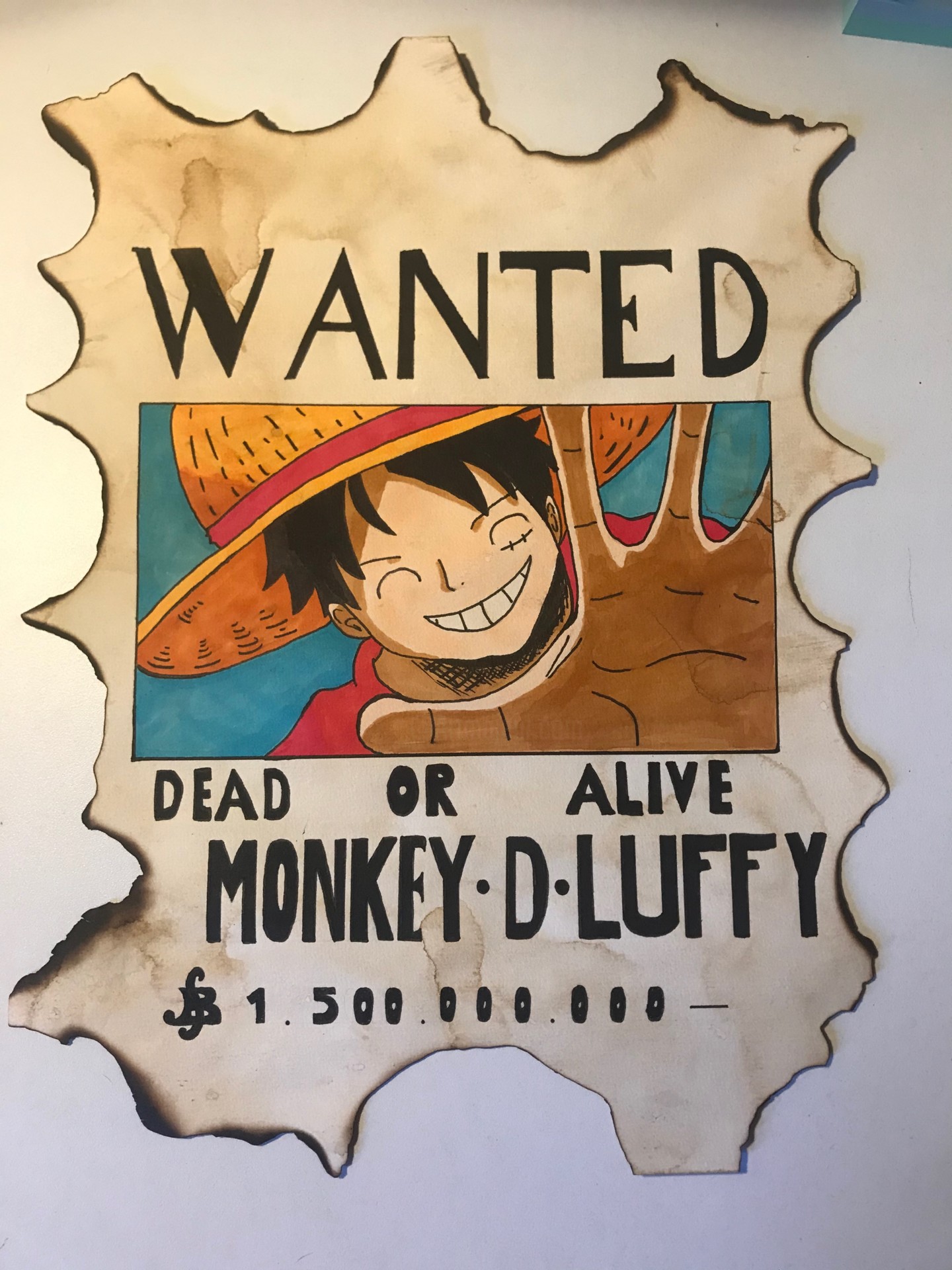 Avis De Recherche Monkey.d Luffy One Pie, Drawing by Thomson