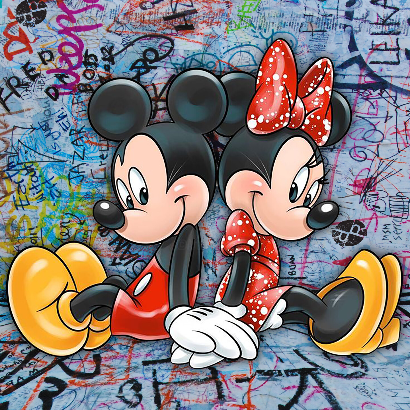 Oh Minnie I love you too  but  Mickey & Minnie Mouse by Mario MAJA  Stroitz (2023) : Painting Acrylic, Graffiti on Canvas - SINGULART