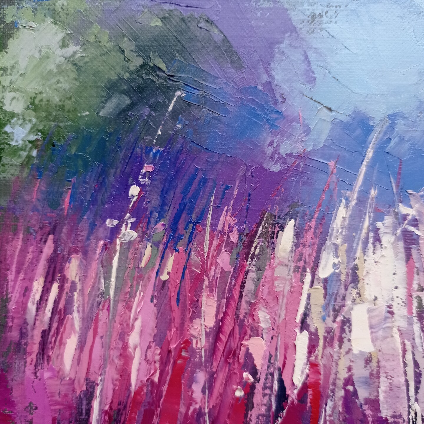 Purple Field Oil Painting On Paper Palet, Pintura por Виктория Кернер