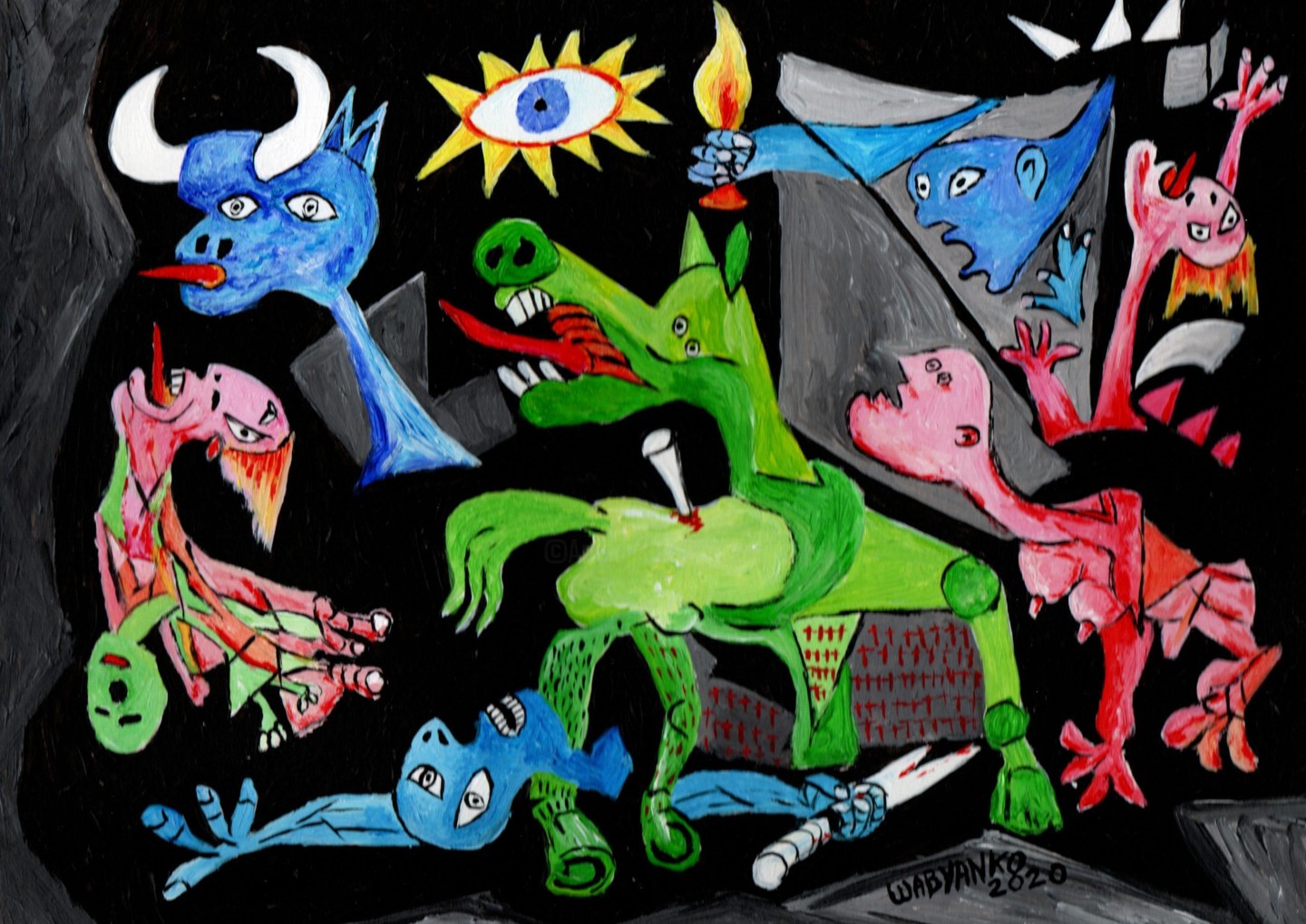 Guernica Colors Tribute To Pablo Picasso, Painting by Wabyanko