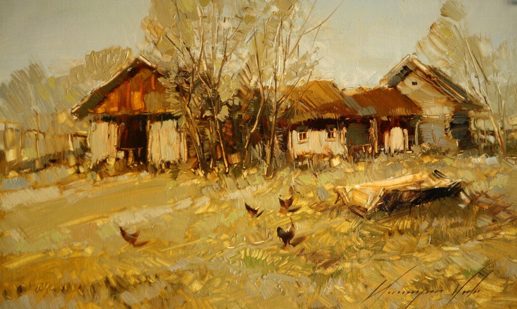 Village Yard Scene Landscape Painting Or Painting By Yeremy Vy Artmajeur