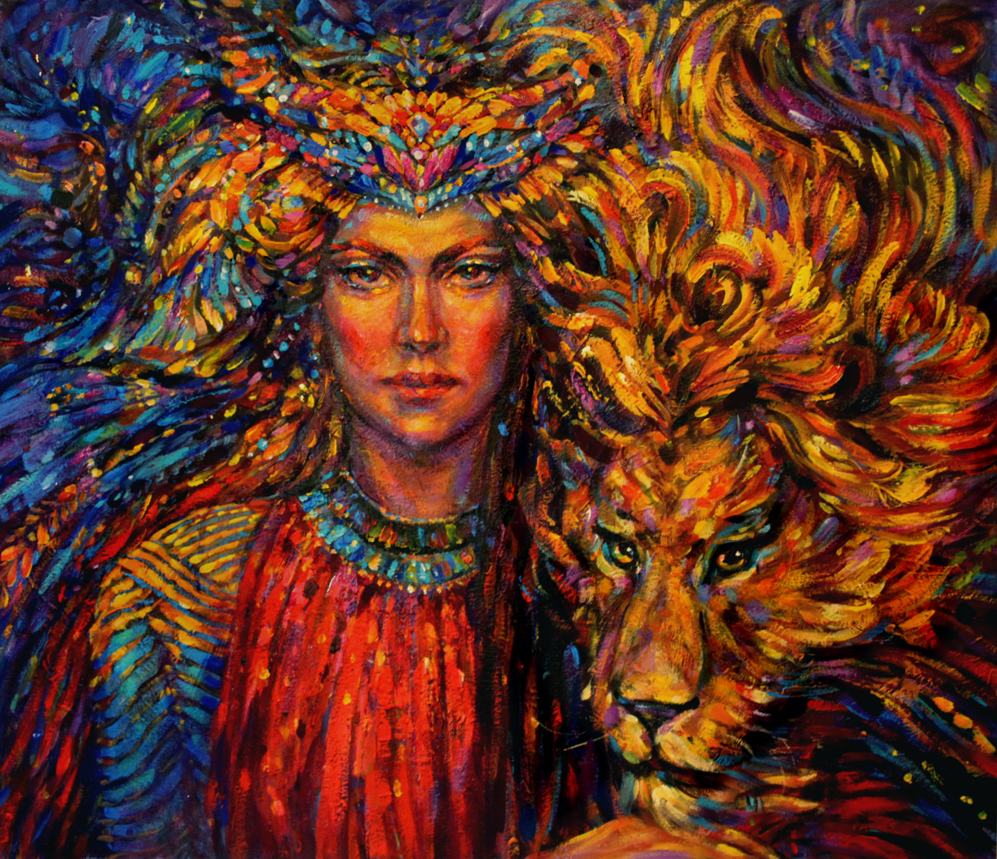 Goddess Ishtar (Inanna), Painting by Zinaida Chernyshova | Artmajeur
