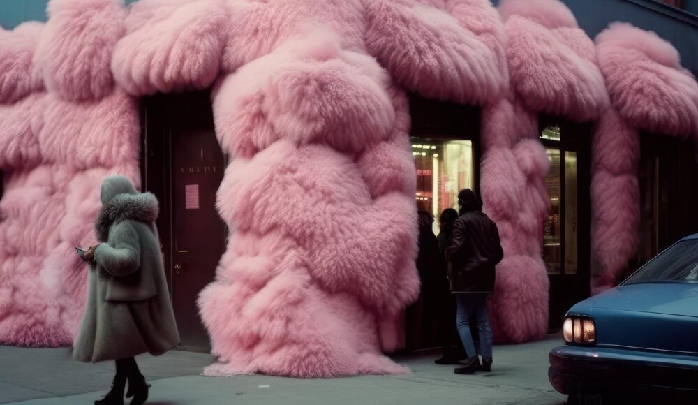 Big pink stuffed animals invade the buildings of our cities