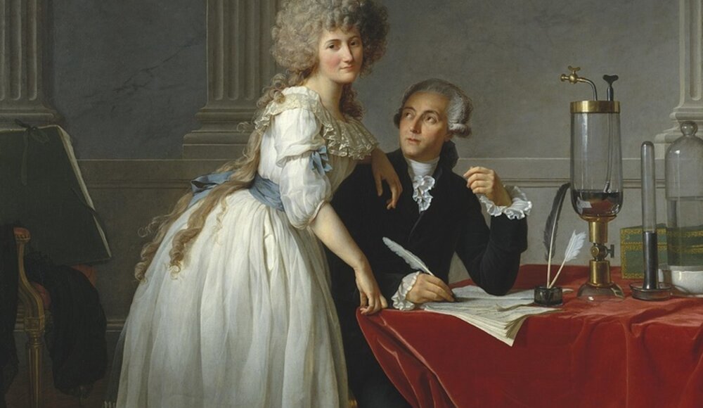 To avoid the guillotine, the famous painter David hid the external signs of Lavoisier's wealth in his portrait