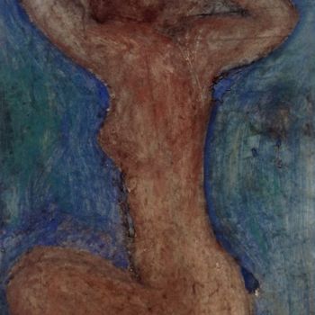Картина под названием "Обнаженная на синем…" - Сергей Лаврентьев, Подлинное произведение искусства, Другой
