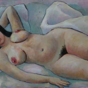 Painting titled "Modelo de desnudos." by Valerii Klenov, Original Artwork, Oil