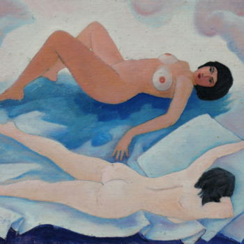 Pittura intitolato "Two Nude models" da Valerii Klenov, Opera d'arte originale, Olio