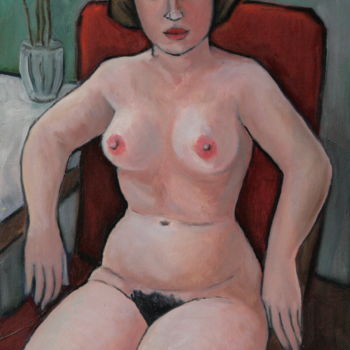 Malerei mit dem Titel "La mujer en el sill…" von Valerii Klenov, Original-Kunstwerk, Öl