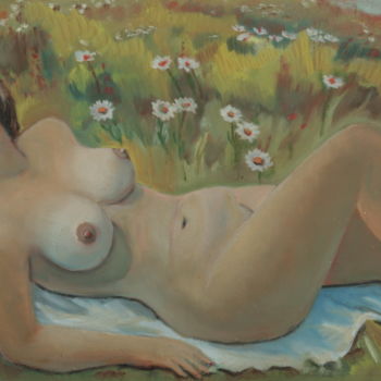 Painting titled "Posant sur la nature" by Valerii Klenov, Original Artwork, Oil