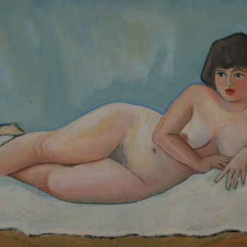 Painting titled "on blue background" by Valerii Klenov, Original Artwork, Oil