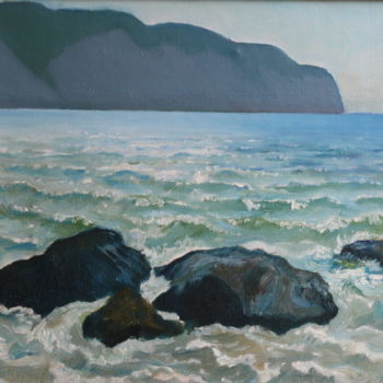 Pittura intitolato "Black-sea-Pitsunda" da Valerii Klenov, Opera d'arte originale, Olio