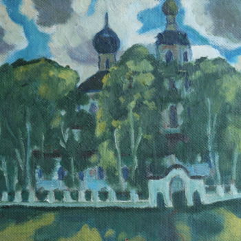 Painting titled "The Church in Prech…" by Valerii Klenov, Original Artwork, Oil