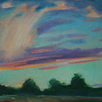 Ζωγραφική με τίτλο "sunset" από Валерий Кленов, Αυθεντικά έργα τέχνης, Λάδι