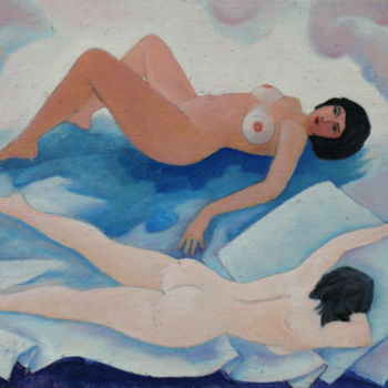 Malerei mit dem Titel "Two Nude models" von Valerii Klenov, Original-Kunstwerk, Öl