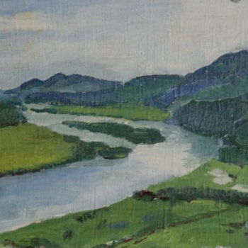 Painting titled "River Shilka" by Valerii Klenov, Original Artwork, Oil