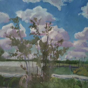 Painting titled "greenhouses" by Valerii Klenov, Original Artwork, Oil