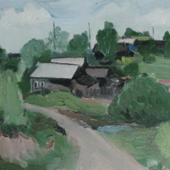 Pintura titulada "village "Bukovo"" por Valerii Klenov, Obra de arte original, Oleo
