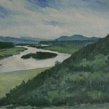 Painting titled "river Shilka (2)" by Valerii Klenov, Original Artwork, Oil