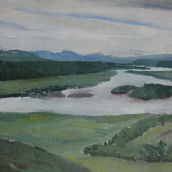 Painting titled "river Shilka (3)" by Valerii Klenov, Original Artwork, Oil