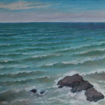 Painting titled "Black-sea(swimming-…" by Valerii Klenov, Original Artwork, Oil