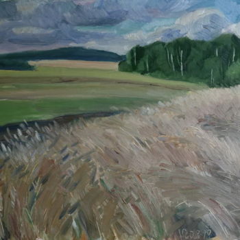 Painting titled "The summer field" by Valerii Klenov, Original Artwork, Oil
