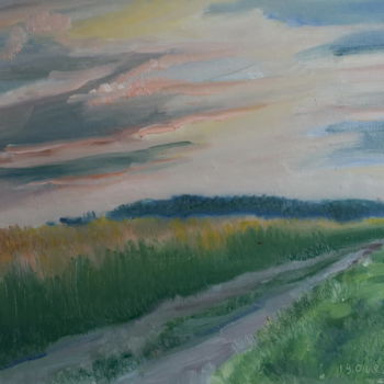 Painting titled "Evening (sketch)" by Valerii Klenov, Original Artwork, Oil