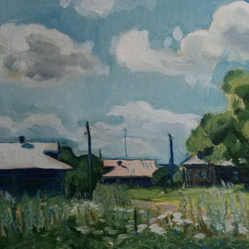 Painting titled "The village of Cent…" by Valerii Klenov, Original Artwork, Oil