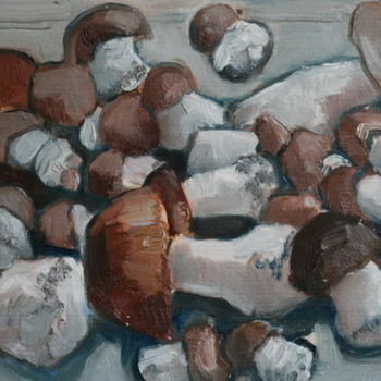 Painting titled "mushrooms-4" by Valerii Klenov, Original Artwork, Oil