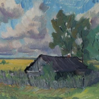 Peinture intitulée "old-house" par Valerii Klenov, Œuvre d'art originale, Huile