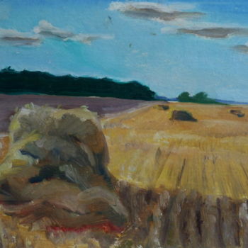 Картина под названием "haystacks" - Валерий Кленов, Подлинное произведение искусства, Масло
