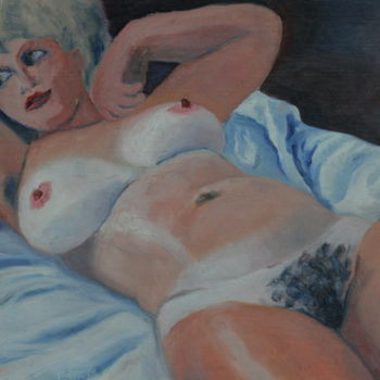 Painting titled "lying on a dark bac…" by Valerii Klenov, Original Artwork, Oil
