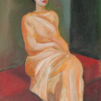 Painting titled "A woman in the indi…" by Valerii Klenov, Original Artwork, Oil