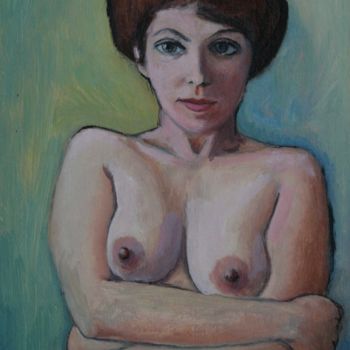 Painting titled "Natalie with arms c…" by Valerii Klenov, Original Artwork, Oil