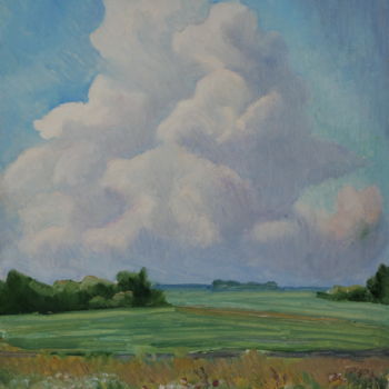 Painting titled "Clouds" by Valerii Klenov, Original Artwork, Oil