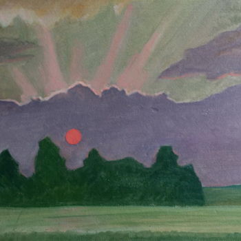 Pittura intitolato "Summer sunset" da Valerii Klenov, Opera d'arte originale, Olio