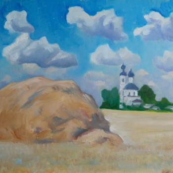 Painting titled "View-Of-The-Village…" by Valerii Klenov, Original Artwork, Oil