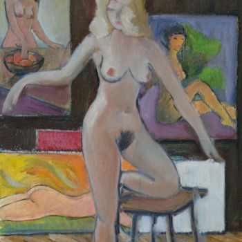 Peinture intitulée "Desnuda la dama en…" par Valerii Klenov, Œuvre d'art originale, Huile