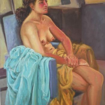 Painting titled "Lejana Mirada" by Yaneiris, Original Artwork, Oil