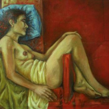 Malerei mit dem Titel "Dulce Descanso" von Yaneiris, Original-Kunstwerk, Öl