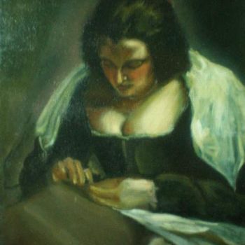 Картина под названием "La costurera (Veláz…" - Yaneiris, Подлинное произведение искусства, Другой