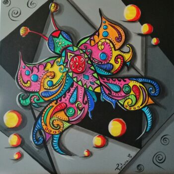 Malerei mit dem Titel "Papillon" von Cindy Fontana, Original-Kunstwerk, Acryl Auf Keilrahmen aus Holz montiert