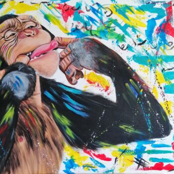 Painting titled "Malin comme un singe" by Cindy Fontana, Original Artwork, Acrylic Mounted on Wood Stretcher frame