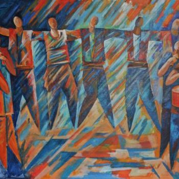 Painting titled "Qochari danse Танец…" by Artyom Ghazaryan, Original Artwork, Oil
