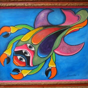Pintura titulada "Alebrije pez/cangre…" por Ocarrillo, Obra de arte original, Oleo