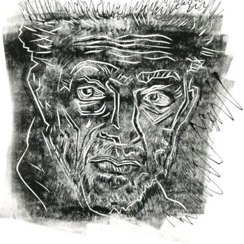 Printmaking titled "Man" by Victor Shefer, Original Artwork, Linocuts